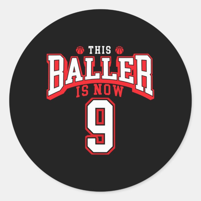 9th Birthday Basketball Lover 9 Years Old Bday  Classic Round Sticker (Front)