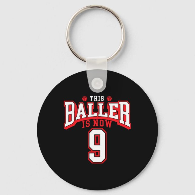 9th Birthday Basketball Lover 9 Years Old Bday  Keychain (Front)