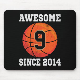 9th Birthday Basketball Lover 9 Years Old Vintage  Mouse Pad