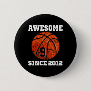 9th Birthday Basketball Lover Gift 9 Years Old Vin Button