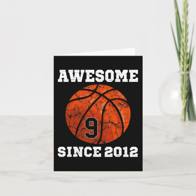 9th Birthday Basketball Lover Gift 9 Years Old Vin Card (Front)