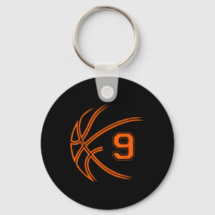 9th Birthday Basketball Nine 9 Years Old Boys Kids Keychain