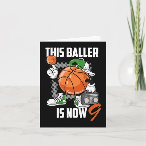 9th Birthday Basketball Player Fun 9 Years Old Kid Card