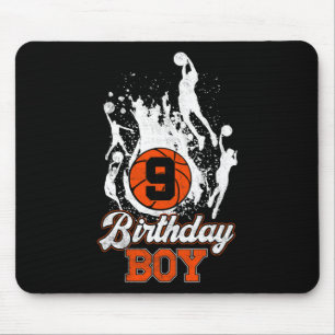 9th Birthday Basketball Theme Birthday Boy 9Yrs Ol Mouse Pad