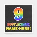 [ Thumbnail: 9th Birthday: Bold, Fun, Simple, Rainbow 9 Napkins ]