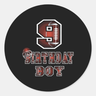 9th Birthday Boy 9 Years Old Football Lover Theme Classic Round Sticker