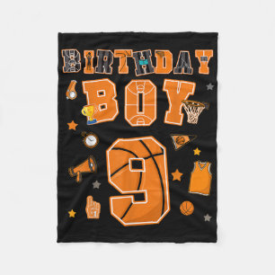 9th Birthday Boy 9 Yr Basketball Party Nine Years Fleece Blanket