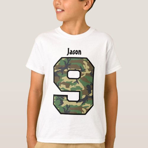 9th Birthday Boy Camo Eight Year Custom Name V007K T_Shirt