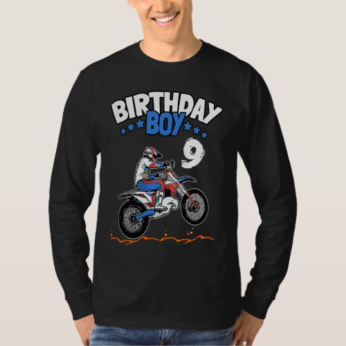9th Birthday Boy Dirt Bike Kids 9 Years Old Boys M T_Shirt
