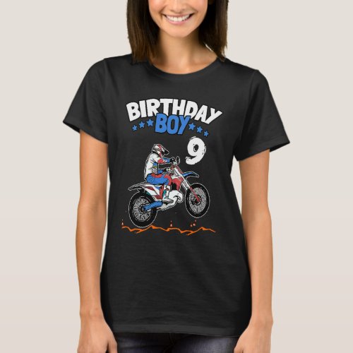 9th Birthday Boy Dirt Bike Kids 9 Years Old Boys M T_Shirt