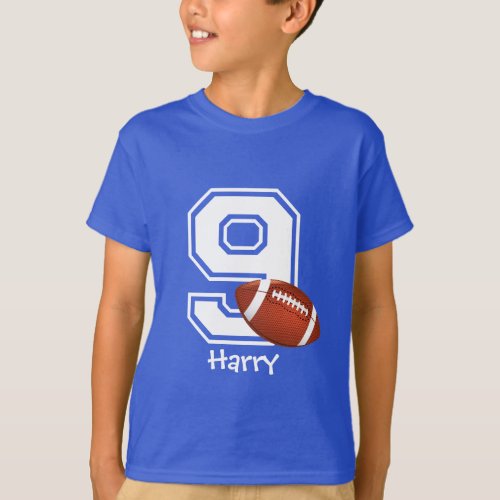 9th Birthday boy football personalized_2 T_Shirt