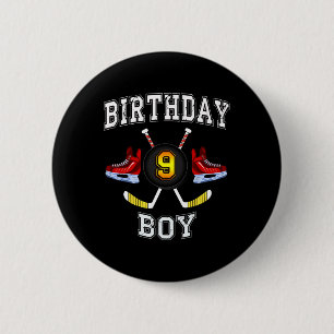 9th Birthday Boy - Ice Hockey 9 years old kid Button