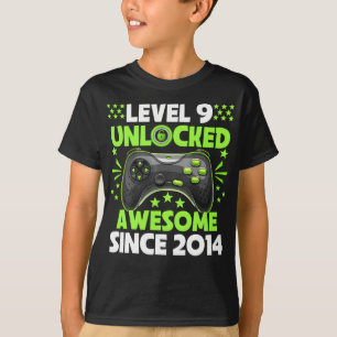 9th Birthday Boy Level 9 Unlocked Awesome 2014  T-Shirt