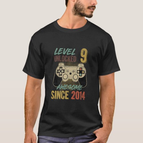 9th Birthday Boy Level 9 Unlocked Awesome 2014 Vid T_Shirt