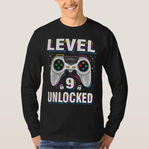 9th Birthday Boy Level 9 Unlocked Video Gamer 9 Ye T_Shirt