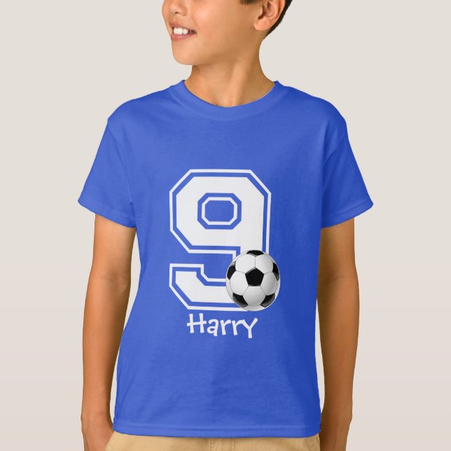9th Birthday boy soccer personalized-2 T-Shirt (Front)