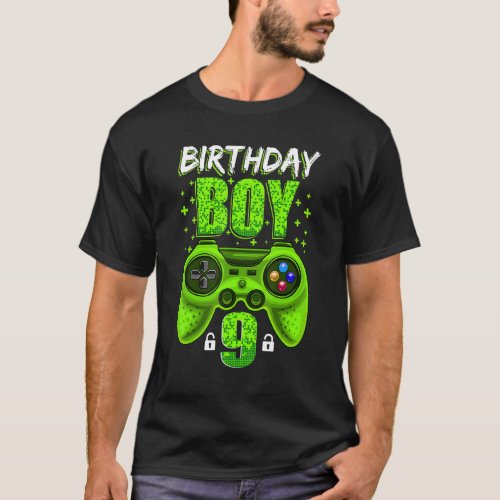 9th Birthday Boy Video Games Gamer Gaming 9 Year O T_Shirt