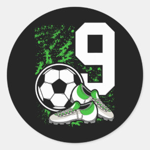 9th Birthday Boys 9 Years Soccer Football Player B Classic Round Sticker