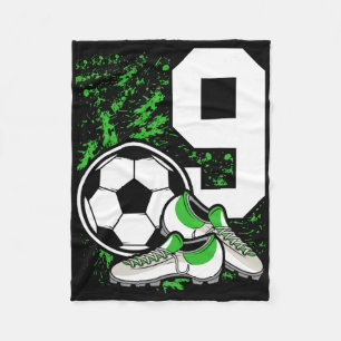9th Birthday Boys 9 Years Soccer Football Player B Fleece Blanket