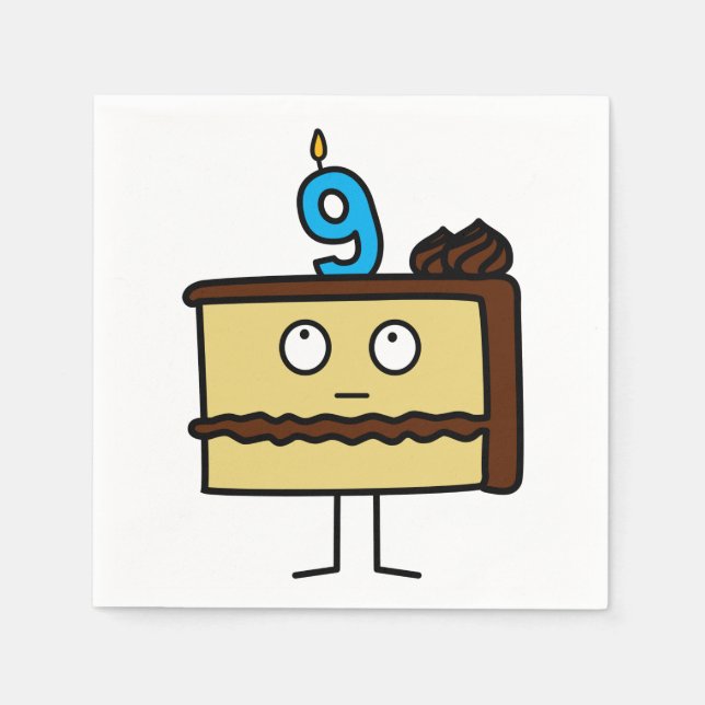 9th Birthday Cake with Candles Paper Napkins (Front)
