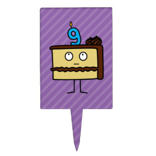 9th Birthday Cake with Candles Topper