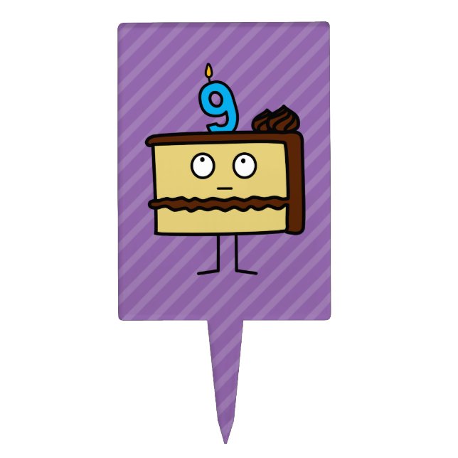 9th Birthday Cake with Candles Topper (Front)