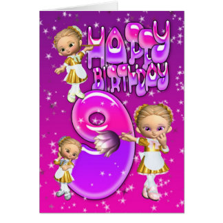 9th Birthday Card cute little glitter maids