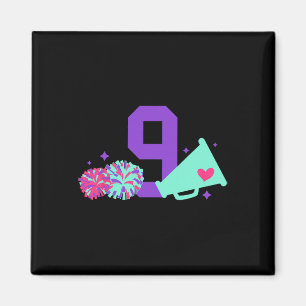 9th Birthday Cheer Girl Nine Year Old Cheerleader Magnet