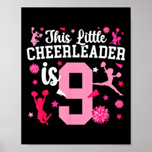 9th Birthday Cheer Girl Nine Year Old Cheerleader  Poster