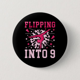 9th Birthday Cheerleading Girl Nine Year Old Cheer Button