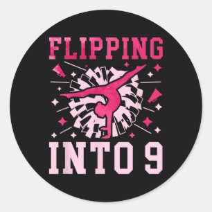 9th Birthday Cheerleading Girl Nine Year Old Cheer Classic Round Sticker