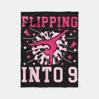 9th Birthday Cheerleading Girl Nine Year Old Cheer Fleece Blanket