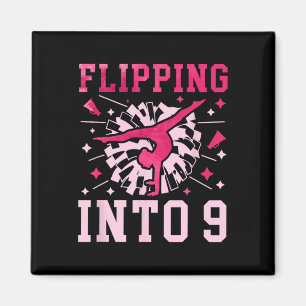 9th Birthday Cheerleading Girl Nine Year Old Cheer Magnet