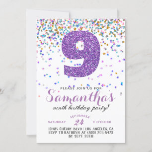 9th Birthday Confetti Invitation