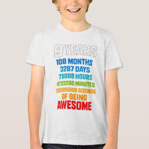 9th Birthday Countdown Typography Tri-Blend Shirt
