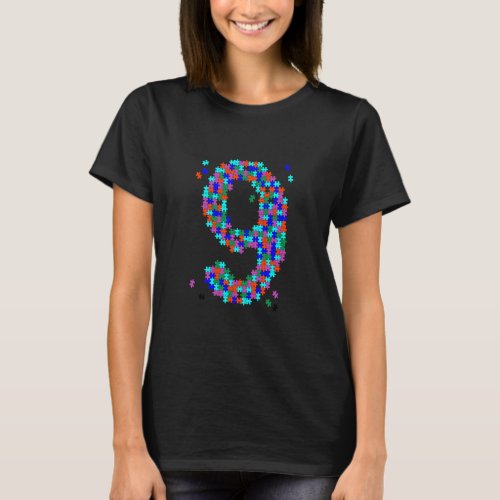 9th Birthday  Cute 9 Years Old Puzzler Boys Girls  T_Shirt