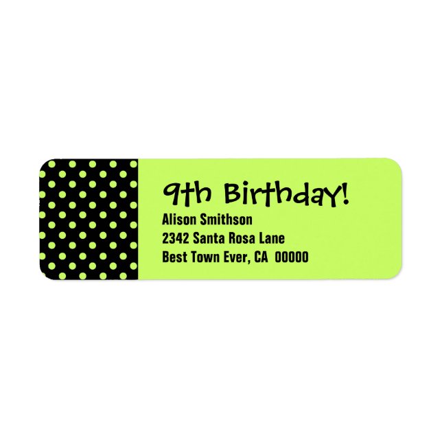 9th Birthday Cute Polka Dot Pattern Label (Front)