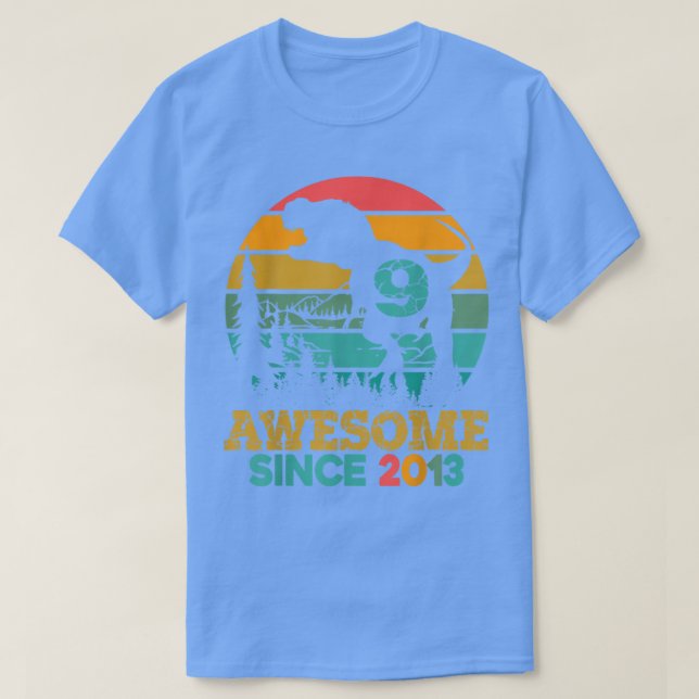 9th Birthday Dinosaur 9 Year Old Boys Awesome Sinc T-Shirt (Design Front)