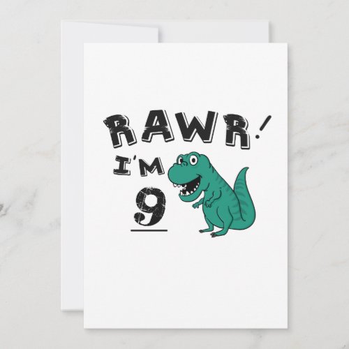 9th Birthday Dinosaur Gift for 9 Year Old Kids Card