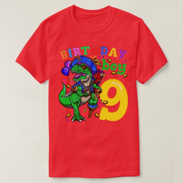 9th Birthday Dinosaur Pirate T-Shirt (Design Front)
