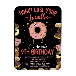 9th Birthday Donut Lose Your Sprinkles Girls Invit Magnet