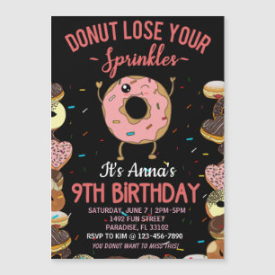 9th Birthday Donut Lose Your Sprinkles Girls Invit Magnetic Invitation