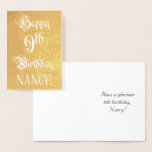 [ Thumbnail: 9th Birthday: Elegant, Ornate Script; Custom Name Foil Card ]