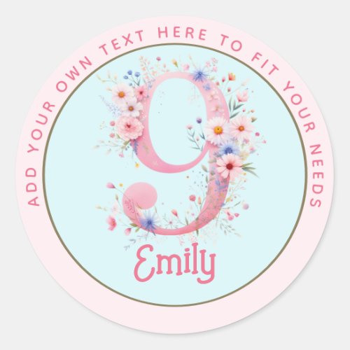 9th Birthday Fairy Floral Pink Princess Fairytale Classic Round Sticker