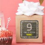 [ Thumbnail: 9th Birthday: Floral Number, Faux Wood Look, Name Sticker ]
