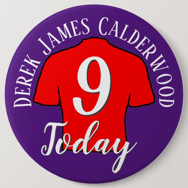 9th Birthday Football Badge to Personalize Button (Front)