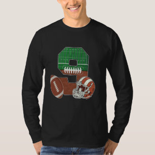9th Birthday Football Theme 9 Year Old Boy Party T-Shirt