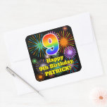 [ Thumbnail: 9th Birthday: Fun Fireworks Look, Rainbow # 9 Sticker ]