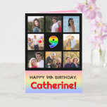 [ Thumbnail: 9th Birthday: Fun Rainbow #, Custom Photos + Name Card ]