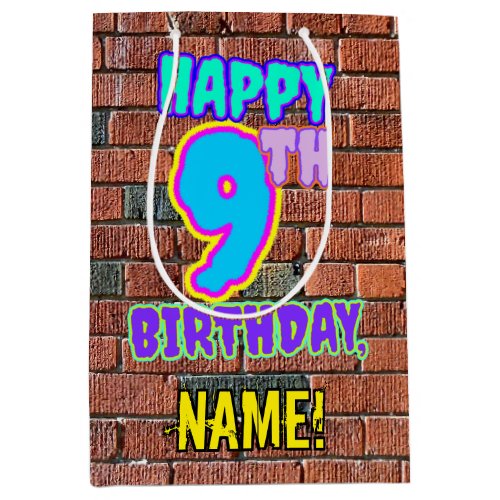 9th Birthday Fun Urban Graffiti Inspired Look Medium Gift Bag